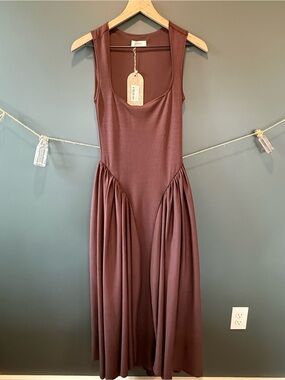 Meshki Sharon Scuba Jersey Midi Dress cacao